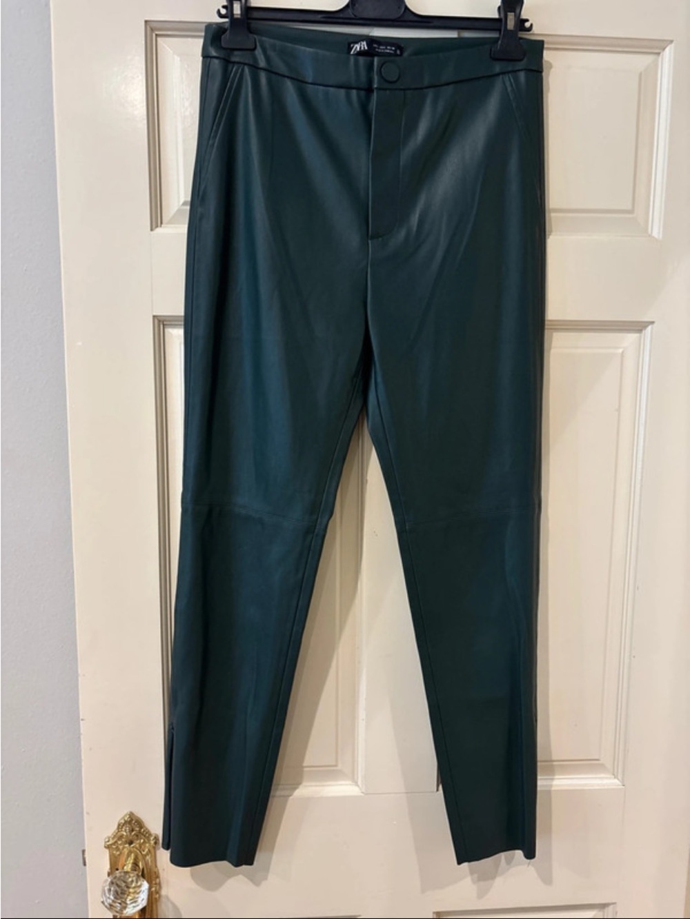 ZARA Men’s Forest Green Faux Leather Dress Pants